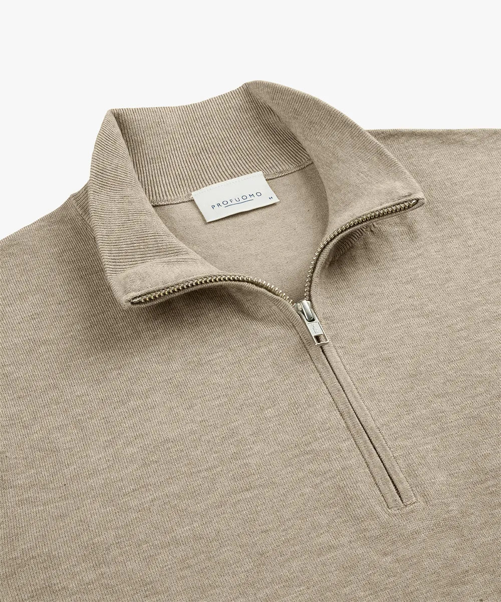 PROFUOMO COTTON SILK HALF ZIP PULLOVER