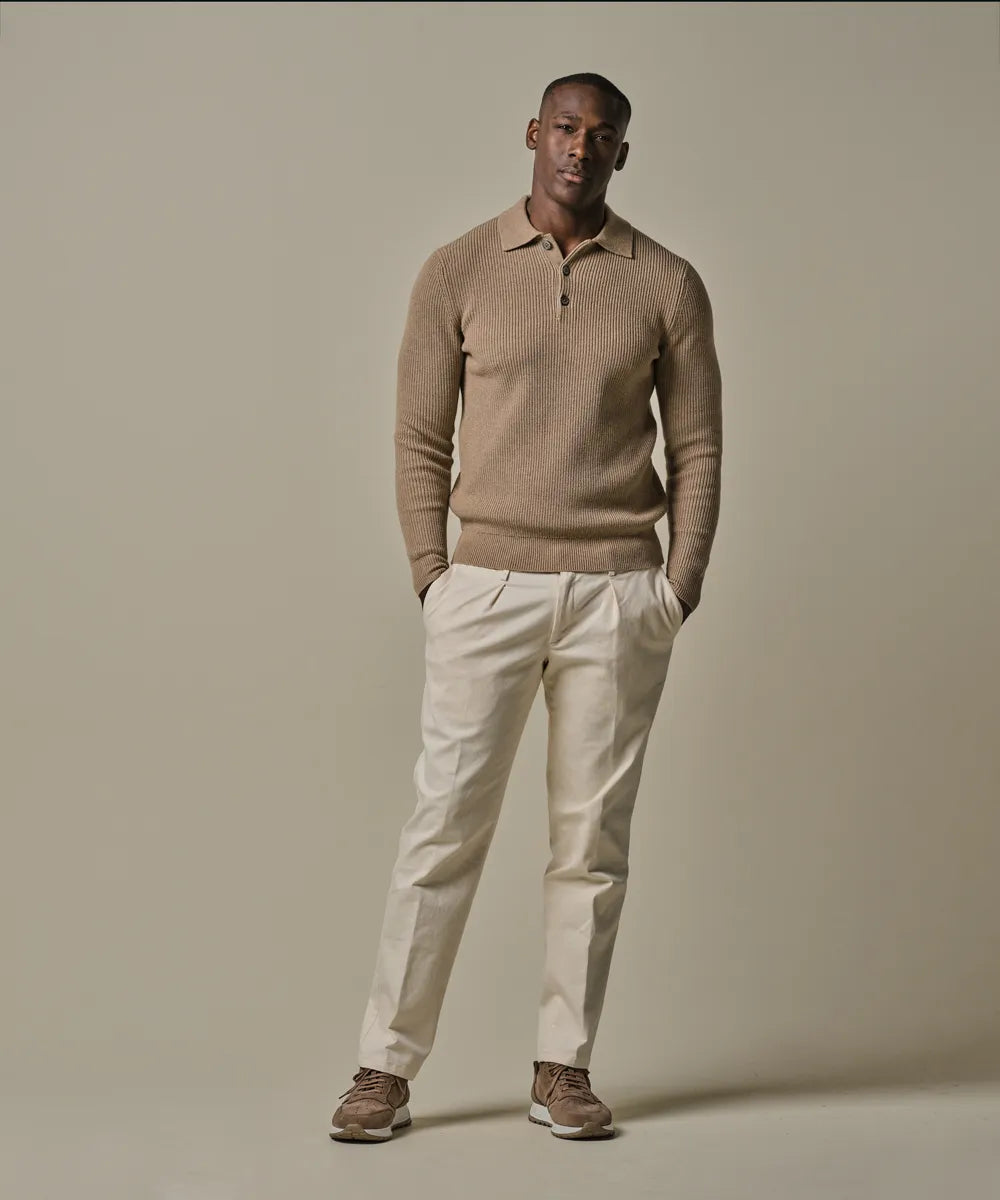 PROFUOMO RIB LONG SLEEVE POLO