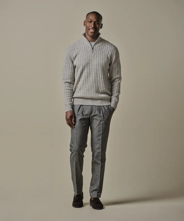 PROFUOMO WOOL BLEND HALF ZIP PULLOVER