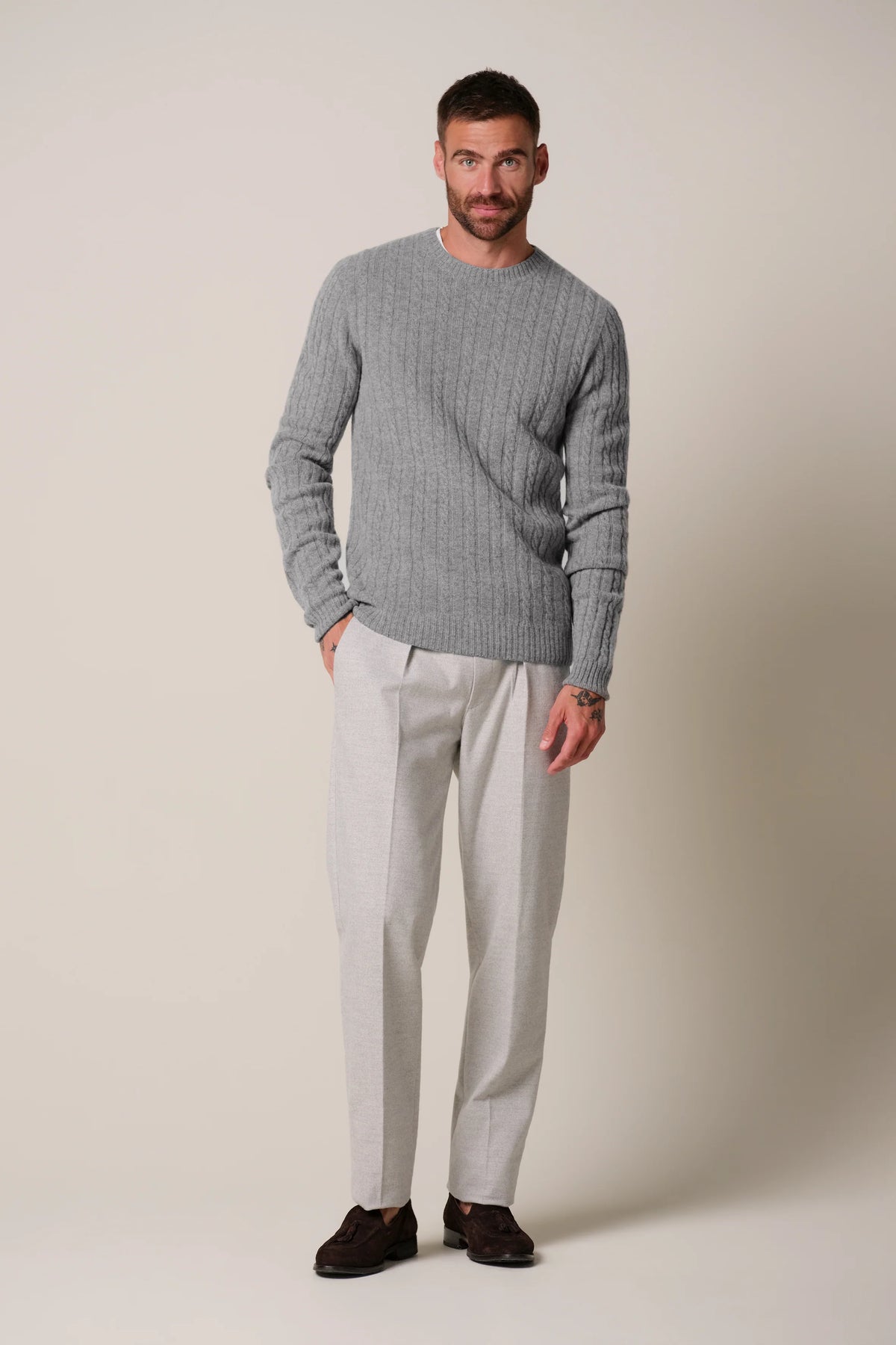 PROFUOMO CASHMERE CABLE PULLOVER
