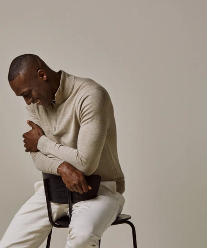 PROFUOMO COTTON SILK HALF ZIP PULLOVER