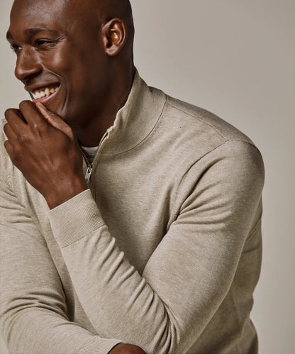 PROFUOMO COTTON SILK HALF ZIP PULLOVER