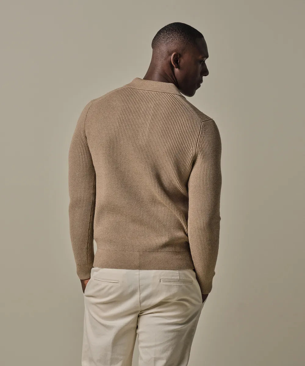 PROFUOMO RIB LONG SLEEVE POLO