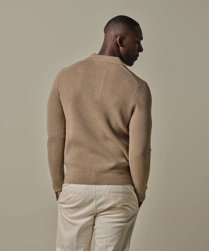 PROFUOMO RIB LONG SLEEVE POLO