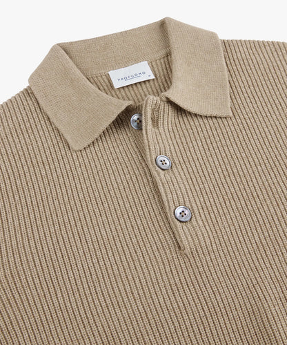 PROFUOMO RIB LONG SLEEVE POLO