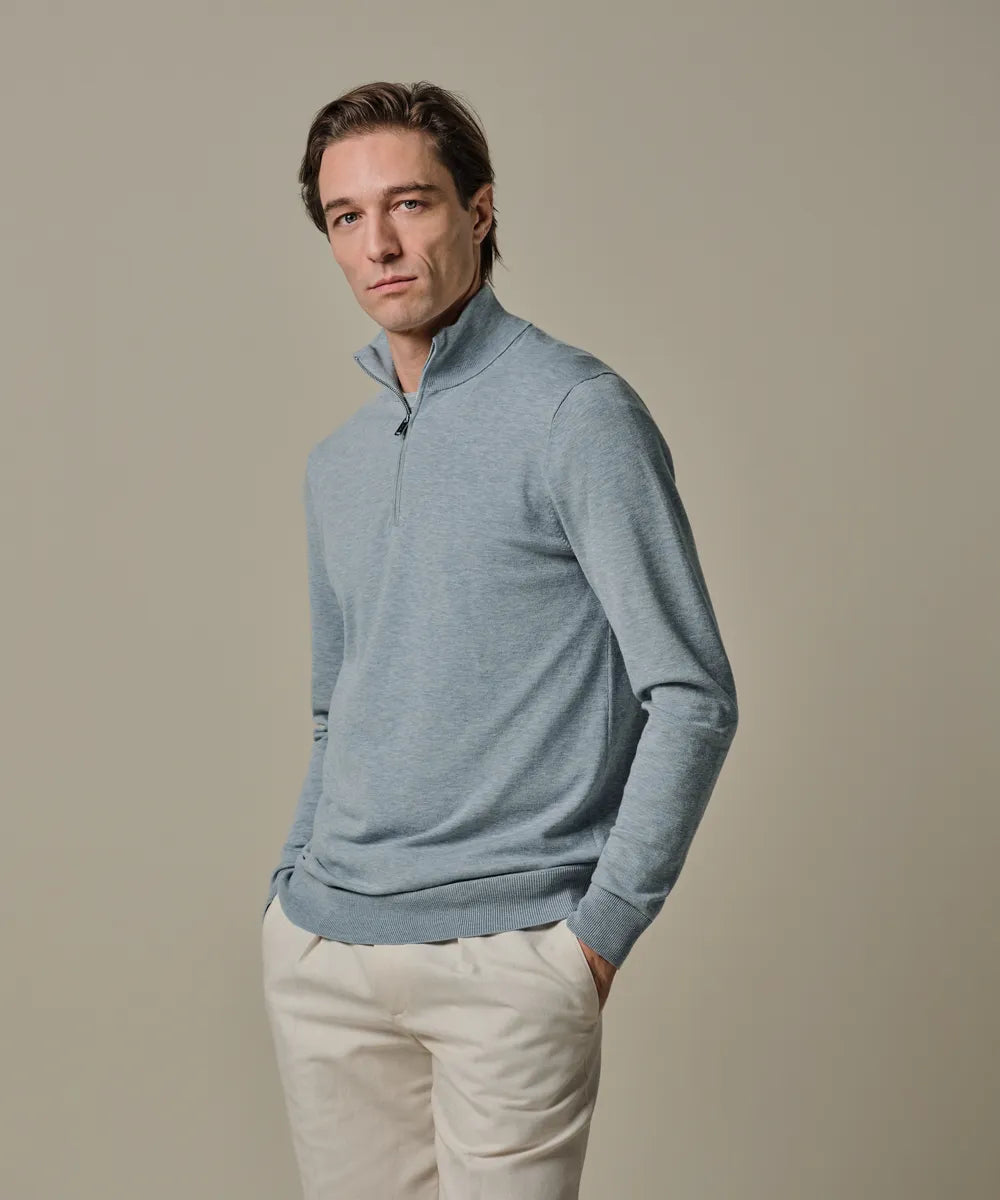 PROFUOMO COTTON SILK HALF ZIP PULLOVER