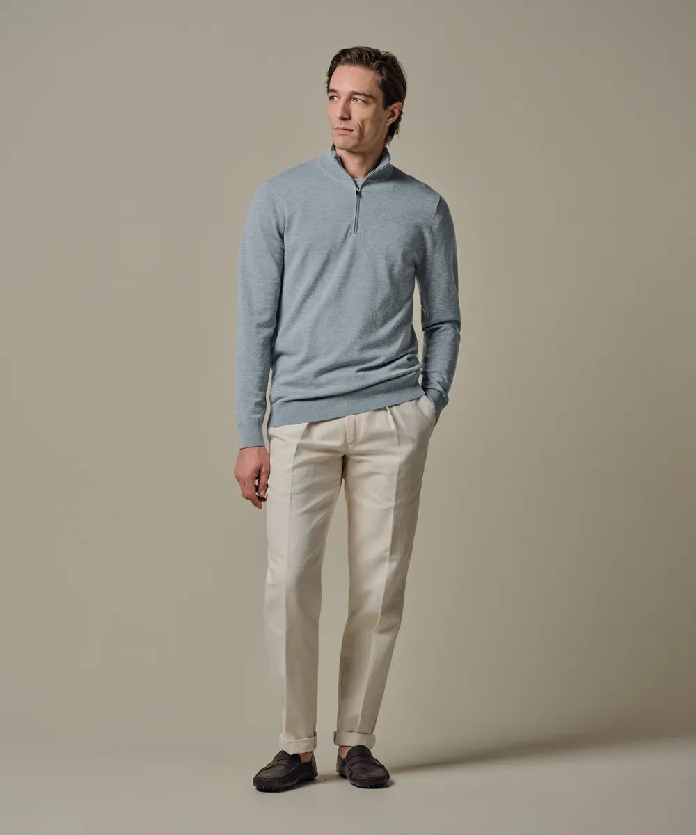 PROFUOMO COTTON SILK HALF ZIP PULLOVER