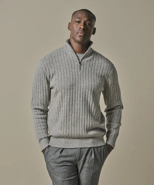 PROFUOMO WOOL BLEND HALF ZIP PULLOVER
