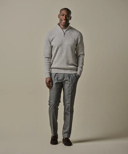 PROFUOMO WOOL BLEND HALF ZIP PULLOVER