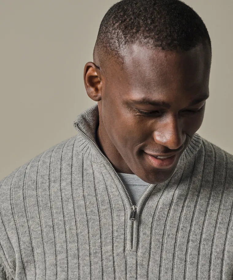 PROFUOMO WOOL BLEND HALF ZIP PULLOVER