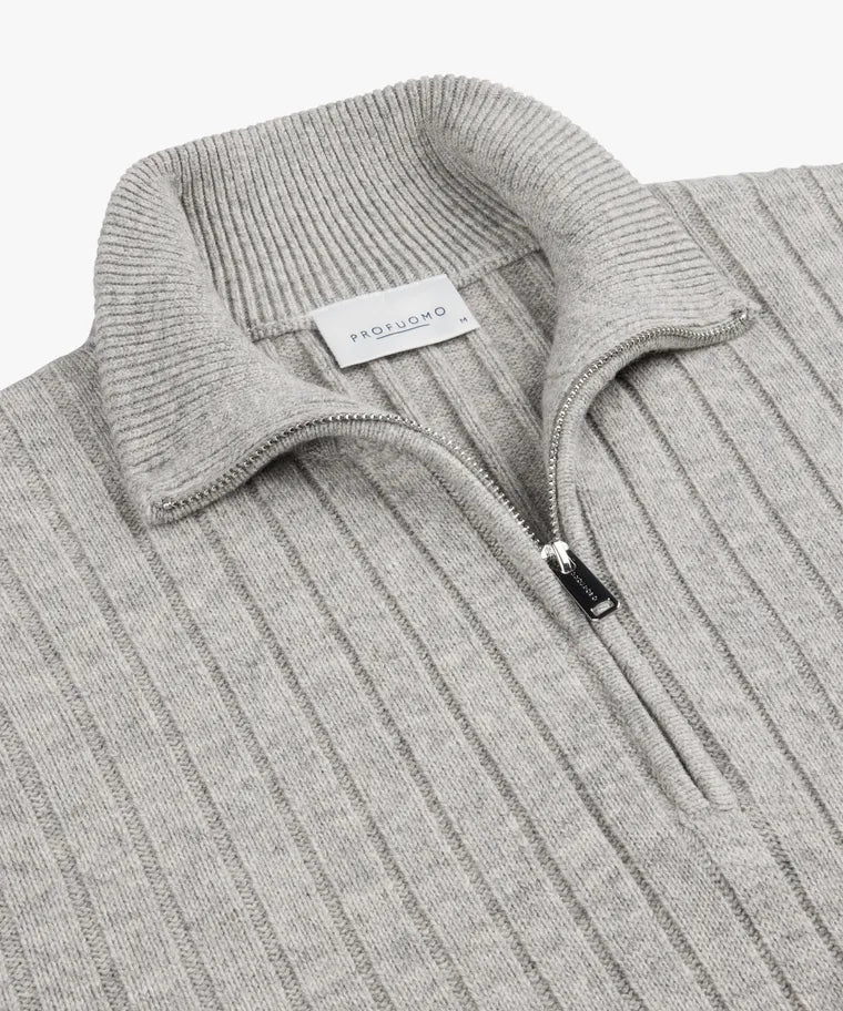PROFUOMO WOOL BLEND HALF ZIP PULLOVER