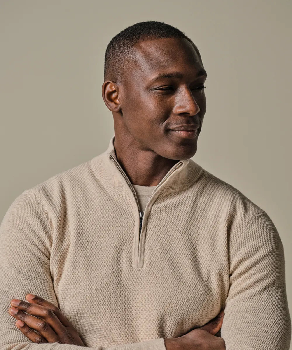 PROFUOMO STRUCTURED HALF ZIP PULLOVER